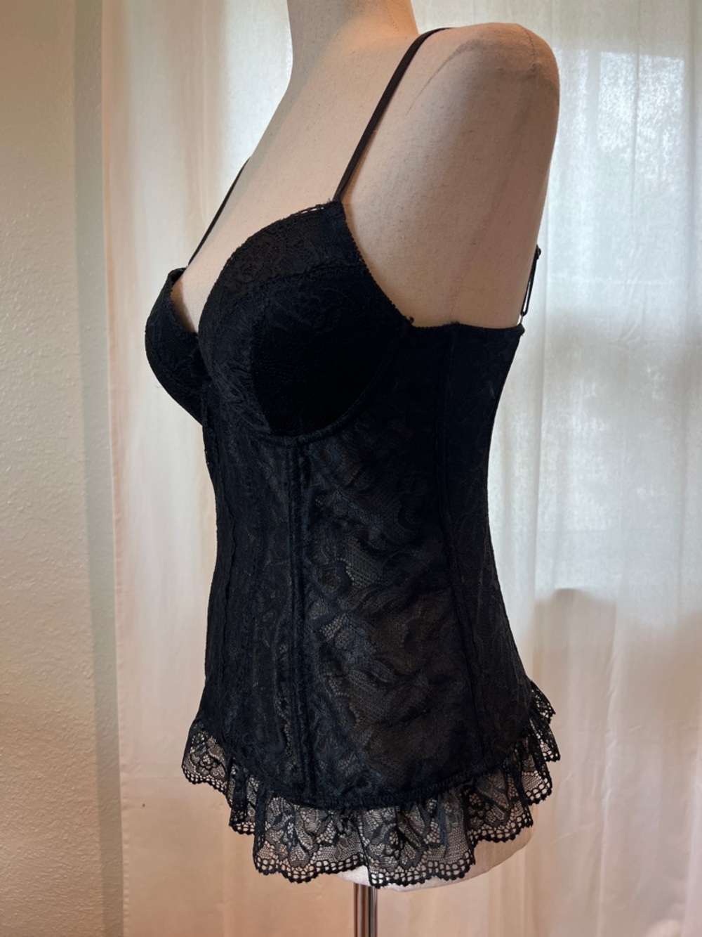 Frederick's of Hollywood Black Lace Bustier Chemise - Picture 3 of 8